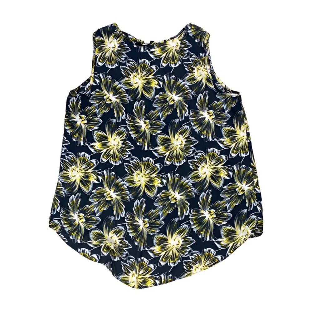 Sami‎ & Jo Black Yellow Floral Hi-Low Tank Top Womens XL  Description
